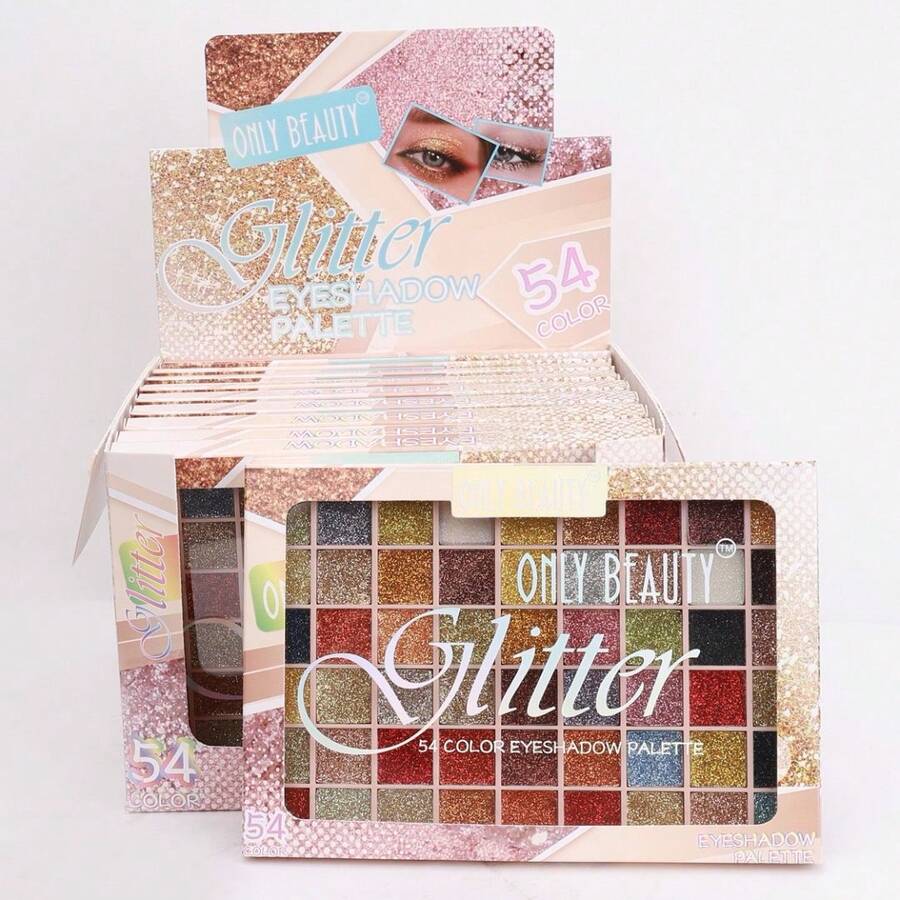 54 Colores de Sombra de Ojos - La Rutina Usual con Maquillaje de Escenario Metálico Brillante, Color Duradero, Una Ocasión Más, Sombra de Ojos Nihong, Brillo Metálico Brillante que No Se Caen del Maquillaje. - 1 paleta de sombras de ojos / 54 colores - Ver 1