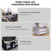 cunas para bebésMYXSRI Cuna para Bebe Cuna Colecho para Bebe Junto a La Cama con Cambiador de Pañales Colchón Barra de Juguetes Bolsa Organizadora para Recién Nacidos y s Pequeños - negro - Ver 6