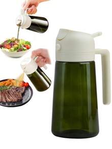 1pc Olive Oil Dispenser For Kitchen - 2 In 1 Olive Oil Dispenser And Oil Sprayer - Olive Oil Dispenser Bottle -2 In 1 Oil Dispenser & Oil Sprayer For Cooking - Oil Dispenser For Kitchen, Olive Oil Dispenser Bottle For Kitchen, Barbecue, Salad. Christmas Stuff. - 軍綠色 - 查看 1