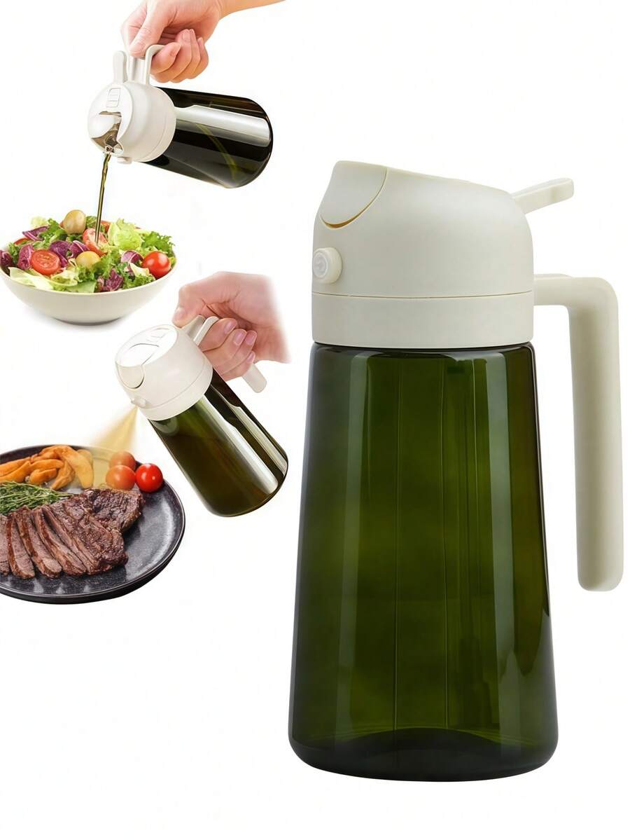1pc Olive Oil Dispenser For Kitchen - 2 In 1 Olive Oil Dispenser And Oil Sprayer - Olive Oil Dispenser Bottle -2 In 1 Oil Dispenser & Oil Sprayer For Cooking - Oil Dispenser For Kitchen, Olive Oil Dispenser Bottle For Kitchen, Barbecue, Salad. Christmas Stuff. - 軍綠色 - 查看 1