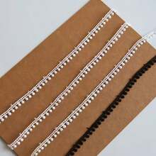 1.2cm Wide Tassel Lace Satin Ribbon, Embroidered Lace Cotton Ball Tassel Trim, DIY Sewing Craft Supplies - Multicolor - View 6