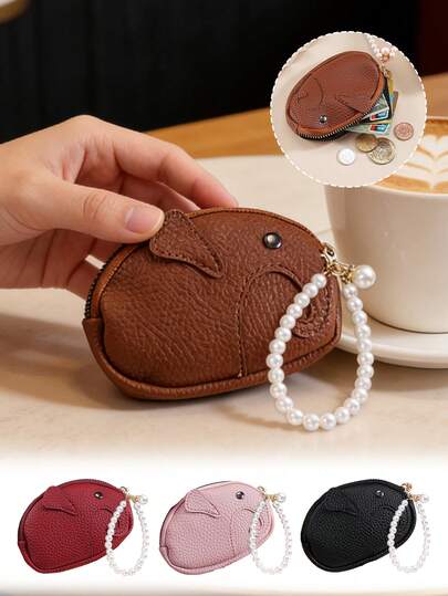 Sevimli Fil Figürlü İnci Zincirli Bozuk Para Cüzdanı, Bayanlar İçin Yumuşak Mini Bozuk Para Cüzdanı, Küçük Cüzdan, Sevimli Cüzdan, Kartlık, Bozuk Para Cüzdanı, Yüksek Kaliteli Kadın Cüzdanı, Taşınabilir İnci Zincir, Zarif ve Taşıması Kolay, Kulaklık, Banka Kartı Saklama, Bozuk Para Anahtar Kart Çantası, Çok Fonksiyonlu ve Taşınabilir, Doğum Günü Hediyeleri, Düğün Gelin Hediyeleri, Komik Hediyeler, Sevgililer Günü Hediyeleri, Parti Hediyeleri