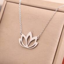 Lotus Flower Pendant Necklaces Women Stainless Steel Unalome Pagoda Charms Chain Necklace Yoga Amulet Jewelry Gifts - Gold - View 2