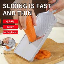 Cortador de verduras con hoja en forma de V y protección para la mano, rebanador manual para preparación de cocina - Multicolor - Ver 5