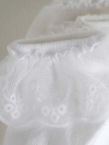 3 Pairs White Lace Socks, Elegant & Sweet Princess Style, Suitable For Children Dance - White - View 3