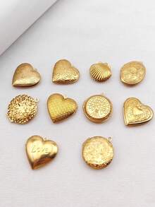 10pcs/Set Heart Shaped Pendant Jewelry Accessories, Trending Cross-Border , Suitable For Valentine's Day - Yellow Gold - View 7