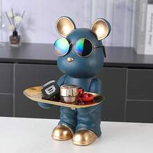 トッパー キー収納 ブルドッグ ディッシュ 貯金箱 コインボックス 3 in 1 面白い犬の装飾 誕生日プレゼント 男性用 トッパー デスクトップ 便利な収納 ドアの装飾 キーホルダー メガネ/ポーチのハンモック/スタンプ/リモコン/化粧品/キャンディーなどの小物収納 樹脂製 彫刻装飾 友人 恋人 誕生日 クリスマスギフト 最高のギフト - ベアトレイ 520メートル グリーン - チェックする 3