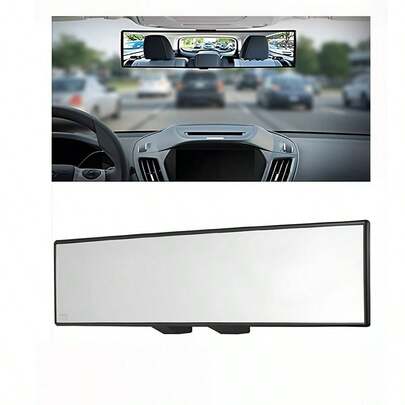 Espejo retrovisor rectangular de ángulo amplio - Superficie de espejo plana transparente, montaje universal, fácil instalación frontal, material ABS, mejora la al conducir