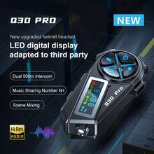 1pc/2pcs Headset Bluetooth Nirkabel Helm Motor Q30 Pro, Dengan Layar LED, Interkom 500m, Berbagi Musik dan Pencampuran Adegan - Baterai Kapasitas Besar 1000mAh, Desain Ergonomis untuk Sepeda Motor, Sepeda, Olahraga - Hadiah Ideal untuk Penggemar, Perangkat Komunikasi Sepeda Motor, Gadget Modis, Konstruksi Tahan Lama, Cocok untuk Helm Setengah/Penuh, Pilihan Utama untuk Perlengkapan Berkendara Luar Ruangan (Mendukung Interkom Lintas Merek, Kompatibel dengan Interkom Headset Bluetooth Biasa, Dapat Diadaptasi ke Headset Bluetooth Pihak Ketiga) - Q30 Pro - View 2