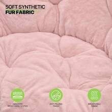 Folding Saucer Chair For Adults With Ottoman, Circle Reading Chair For Bedroom, Living Room & Dorm, Furry Comfy Accent Seat With Metal Leg & Thick Padded For Small Spaces (Pink, 1 Pack) - Hồng/Vàng - Xem 6