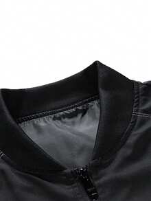 春秋季男士薄款立领夹克，休闲青年外套，百搭日常穿着 - 黑色 - 查看 4