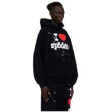 Sp5der I Heart SP5 Souvenir Hoodie Black And Matching Sweatpants Set | Premium Heavyweight Layering Outerwear |Unisex For Both Men And Women | Perfect Streetwear Set | Loungewear And Daily Casual Wear Set - Áo hoodie đen - Xem 3