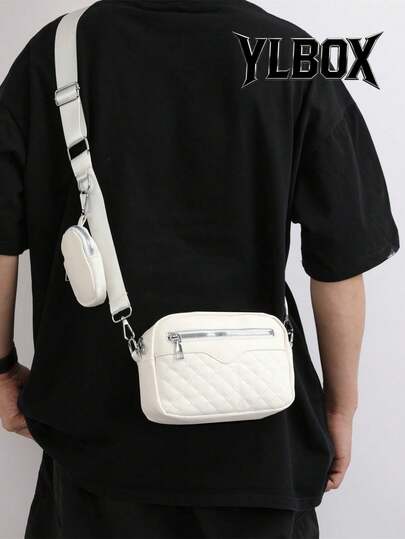 Mini Men Quilted Square Bag With Coin Purse, Handbag Schoolbag Sling Bag Sport Bag For Student College School Bag Multi-Functional Sling Bag Students Fall Messenger Bag Old Money Christmas Scream Bag Back To School For Men New Life Items For Students Men Essentials Fashion Men's Bags Business Graduation Small Bag For Men Body Bag For Men Pouch Phone Bag Camera Bag Festival Valentine'S Day