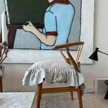 Korean Made Chair Pad 17.5'x 17.5' Slipcover Chair Cushion Cover Ties With Ruffle Farmhouse Decor Covers Only, Gift For Mom (Light Gray) - 淺灰色 - 查看 9