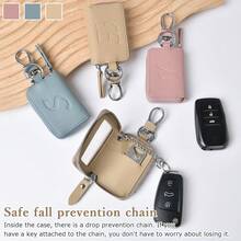 时尚多功能智能钥匙包，男女通用，字母浮雕设计，透明窗口，拉链开合，兼容智能钥匙，带登山扣，款式可爱，适合通勤和上学使用 - 粉色 - 查看 8