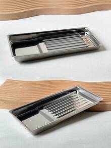 Stainless Steel Nail Art Tool Organizer Tray With Slots, Disinfection Tray, Thick Cleaning Tray, Display Tray - Multicolor - View 5
