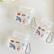 Turtle, Coconut, Shell Earphone Case, Beach Elements Earphone Case, Transparent Earphone Case With 1 Earphone Case Hanger Clip, Compatible With AirPod Case, Headphones, Compatible With AirPod Pro 3 Case, Compatible With AirPod Pro (2nd Generation), Compatible With AirPod 3, Compatible With AirPod Pro, Compatible With AirPod 1/2, Compatible With AirPod 4 Case Cover - Multicolor - View 2