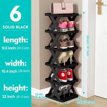 6Tier Narrow Shoe Rack, Small Vertical Shoe Stand, Space Saving DIY Free Standing Shoes Storage Organizer For Entryway, Closet, Hallway, Easy Assembly And Stable In Structure, Corridor Storage Rack, White / Black - 白色 - 查看 5