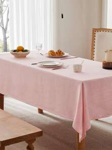 1/36pcs Elegant Solid Color Tablecloth, Skin-Friendly Absorbent Reusable, Suitable For Valentine's Day Picnic, Party, Living Room, Dining Room, Home Decor - Pink - View 5