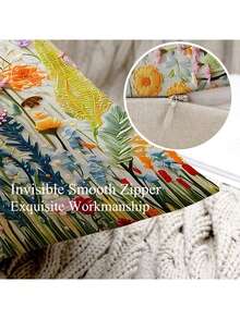 2件装波西米亚风活力花卉图案春季花卉波西米亚抱枕套，几何印花波西米亚靠垫套，复古亚麻质感，畅销款，隐形拉链，可机洗，家居装饰抱枕套，适用于沙发、客厅、卧室，不含枕芯 - 彩色 - 查看 8