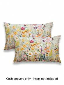 2件装波西米亚风活力花卉图案春季花卉波西米亚抱枕套，几何印花波西米亚靠垫套，复古亚麻质感，畅销款，隐形拉链，可机洗，家居装饰抱枕套，适用于沙发、客厅、卧室，不含枕芯 - 彩色 - 查看 12
