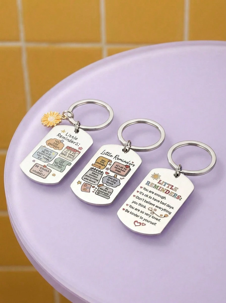 Joivida 1Pc Fun Inspiration Gift Keychain - You Are Enough Keychain, Reminder Keychain, Men's And Women's Inspiration Gifts Valentine's Day Car Accessories Bag Charm School Letter Cute Goth Y2k - Multicolor - View 1