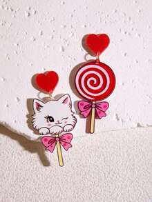 Pink Snail 手工串珠耳环，可爱卡通卡哇伊风格耳环，时尚配饰 - 棒棒糖造型，动物情侣亚克力树脂水滴耳环，适合女性和女孩，夏季冬季假日海滩派对礼物，情人节情侣礼物 - 棒棒糖 - 查看 8