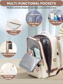 Floless 可折叠旅行笔记本电脑背包，符合航空公司规定，男女通用旅行包，可压缩旅行背包，14英寸笔记本电脑商务背包，防水大容量包 - 灰色 - 查看 11