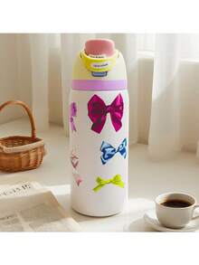 OWA 32OZ Water Bottle With Straw, Insulated Stainless Steel Tumbler, 24hrs Cold, Lock Lid, For Sports Travel School,Style: Bow - Màu tím hoa cà - Xem 1