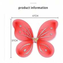 Kit Of 3 Butterfly Wing Fairy Costume With Wand And Tiara - Hot Pink - View 4
