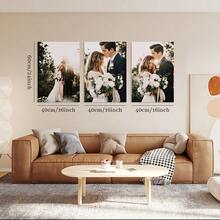 3pcs Personalized Photo Canvas Wall Art Set With Pine Wood Frame - Custom Family Photo Prints, Framed Canvas For Living Room, Bedroom, Home Office - Ideal Gift For Birthday, Anniversary, Christmas - Customizable Size & Easy Hanging - Pine Wood Frame & Fade-Resistant Ink - Family Portrait, Wedding, Memorabilia Gift Set, Picture Wall Decor, Canvas Wall Art, Room Decor, Wall Decoration - Multicolor - View 3