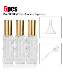 Bộ 5 chai/tủ đựng nước hoa hình quả mướp đắng 10ml, kèm 1 phễu, 1 bình xịt mini cầm tay, chai xịt nước hoa tái sử dụng - có thể nạp lại và tái sử dụng lâu dài, chai xịt mỹ phẩm dạng phun sương mịn, chai xịt dưỡng ẩm, hộp đựng, du lịch. - Nhiều màu - Xem 10