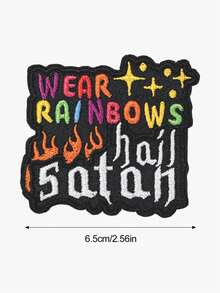 2pcs Gothic Kawaii Rainbow Devil Worship Embroidered Iron-On Patches - Colorful - View 2