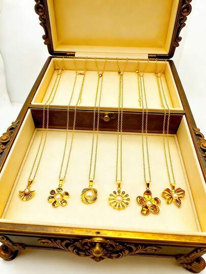 6-Piece Set Elegant Forest-Themed 18K Gold Necklace - Fade-Resistant, Hypoallergenic, High-Quality Versatile Design, Ideal For Women's Daily Wear, Perfect Gift For Friends And Classmates