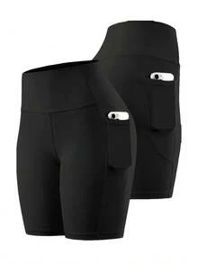 EBIOSVE 5-Piece High-Waisted Booty Shorts Set - Tummy Control & Butt-Lifting 5-Inch Shorts For Gym, Summer Outings & Yoga | Slimming Fit, Pockets, In Black/Grey/Red/Blue/Pink - 5pcs(Mixed Color) - View 5