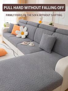 1pc Modern Minimalist Plush Sofa Cushion Cover, Non-Slip Durable Dust-Proof, Machine Washable For Living Room & Bedroom, All Season - Yun Xiang - Dark Grey - View 6