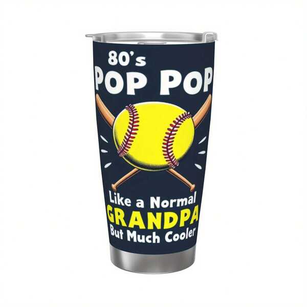 20 Oz Taza aislada de acero inoxidable con diseño impreso completamente de FÚTBOL POPPAP y COMO UNA ABUELA NORMAL - Taza de viaje aislada con doble pared y tapa para oficina, coche, camping - Opción de regalo perfecta