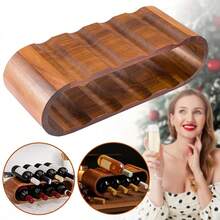 Wooden Wine Rack 8 Bottle Holder Wood Wooden Stackable Storage Display Shelf - Brown - View 8