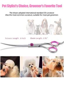 6-In-1 Professional Pet Grooming Scissors Set, Includes Curved Scissors And Stainless Steel Comb, Right-Handed Pet Haircut Tool Kit, Suitable For Dogs And Cats - Multicolor - View 9