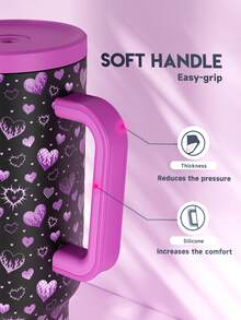 Meoky 40oz Tumbler with Handle and Straw, Insulated Cup, Vacuum Insulated Water Bottle, Tumbler with Lid and Straw, Insulated Stainless Steel Travel Mug, 100% Leak-proof, Keeps Cold for 34 Hours or Hot for 10 Hours - 黑色 - 查看 6
