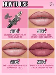 Misslyn 持久显色唇线笔，持久浓郁唇色，凝胶唇线笔，笔芯可替换，顺滑易涂，打造自然妆效，可用卷笔刀削出理想形状，高显色度，打造自然唇妆，超细哑光唇线笔，防晕染 - #124 - 查看 7