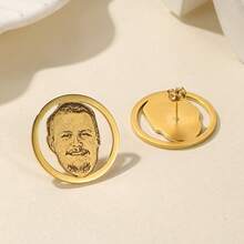 Custom Photo Earrings, Personalized Image 304 Stainless Steel Earrings, Men's Jewelry, Daily Wear, Ideal For Couples, Family, Anniversary Gift - Gold - View 3