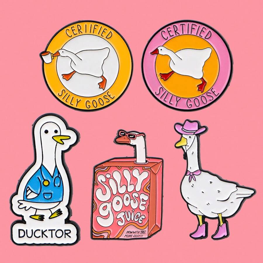 5pcs/Set Dog Cute Enamel Pin Lapel Pins Badges On Backpack Women's Brooch Zinc Alloy Clothes Gift Jewelry Fashion Accessories - Black - View 1