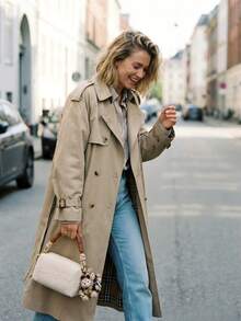 Burberry 1pc White Linen Cosmetic Storage Bag, With Top Handle, Size 22*10*12.5cm, Portable Toiletry Bag, Multi-Functional For Daily Use, Travel, Home Organization - White - View 7