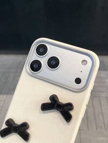 1pc Unisex Solid White New Year Phone Case With Removable DIY Exquisite Velvet Bow - Elegant Premium Cover For Apple 17/17 Pro Max/16/15/14/13/12/11/Pro/Pro Max/Plus, S20-S25/FE/Ultra, Redmi | Shockproof Anti-Slip Scratch-Resistant Gift - White - View 4