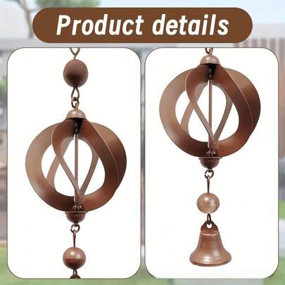 1pc 108cm Pastoral High-Grade Geometric Rotating Rain Chain, Metal Wind Chime Rain Chain For Garden Craft, Adjustable Outdoor Rain Catcher Chain, Universal Downspout Replacement For Gutters/Eaves/Drainage