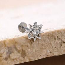 1pc Fashionable Diamond Star Stud Earrings, Suitable For Women's Daily Wear - Star - View 11