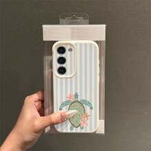 1pc TPU Striped Sea Turtle Pattern Phone Case Compatible With Samsung A15/A14/A13/A12/S24/S23/S22/S21/S20/S10/A72/A73/A71/A50/A53/A52/A32/A31/A05S - White - View 3