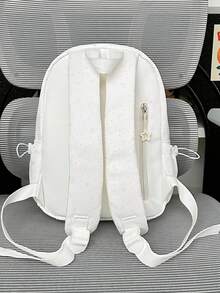 1pc Nylon Star Pattern Large Capacity Backpack, Fashionable Casual Backpack For Students, Commuting, Travel, Unisex - White - View 5