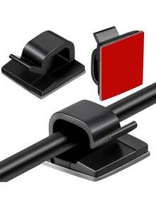 20/1pc Transparent Adhesive Cable Clips - Reusable Self-Adhesive Cable Organizer Clips, Cable Ties And Wire Clips With Strong Sticky Backing. Made Of Plastic, These Clips Can Be Used To Secure Decorative Lights, Wall Cables, Etc. Easy To Remove, Suitable For Home, Office, TV And Ceiling Light Cable Management - Multicolor - View 1